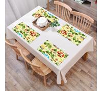 QRFASFZO Set di 6 Tovagliette Americana Plastica Lavabili, antiscivolo, lavabili, in PVC, resistenti al calore,Tema del campeggio, tende da campeggio colorate ed elementi della foresta tra ri,45x30cm