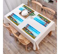 QRFASFZO Set di 6 Tovagliette Americana Plastica Lavabili, antiscivolo, lavabili, in PVC, resistenti al calore,Golden Gate San Francisco American Management Summer Sky,45x30cm