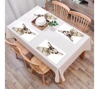 QRFASFZO Set di 6 Tovagliette Americana Plastica Lavabili, antiscivolo, lavabili, in PVC, resistenti al calore,Animale, un piccolo chihuahua che indossa un collare decorativo di perle e vesti,45x30cm
