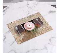 QRFASFZO Set di 6 Tovagliette Americana Plastica Lavabili, antiscivolo, lavabili, in PVC, resistenti al calore,Vecchia finestra toscana in un vecchio muro di pietra con fiori Pienza Toscana P,45x30cm
