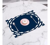 QRFASFZO Set di 6 Tovagliette Americana Plastica Lavabili, antiscivolo, lavabili, in PVC, resistenti al calore,Decorazione blu navy, banco di graziosi pesci blu navy a tema oceano che nuotano,45x30cm