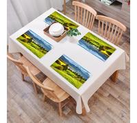 QRFASFZO Set di 6 Tovagliette Americana Plastica Lavabili, antiscivolo, lavabili, in PVC, resistenti al calore,Paesaggio, mattinata estiva sul lago di Bohinj a Nati,45x30cm