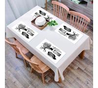 QRFASFZO Set di 6 Tovagliette Americana Plastica Lavabili, antiscivolo, lavabili, in PVC, resistenti al calore,Cinema, stampa a tema di genere noir con cinepresa antica disegnata a mano, stil,45x30cm