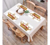QRFASFZO Set di 6 Tovagliette Americana Plastica Lavabili, antiscivolo, lavabili, in PVC, resistenti al calore,Re, Corona Reale con Immagine Gemma Simbolo di Maestosità Imperiale Stampa, Ross,45x30cm