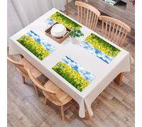 QRFASFZO Set di 6 Tovagliette Americana Plastica Lavabili, antiscivolo, lavabili, in PVC, resistenti al calore,Un campo di fiori di narciso gialli contro un cielo blu,45x30cm