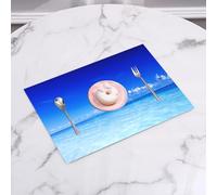 QRFASFZO Set di 6 Tovagliette Americana Plastica Lavabili, antiscivolo, lavabili, in PVC, resistenti al calore,Paradiso Mare Oceano Cielo Blu Tropicale Concetto di Vacanza Estiva,45x30cm