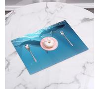 QRFASFZO Set di 6 Tovagliette Americana Plastica Lavabili, antiscivolo, lavabili, in PVC, resistenti al calore,Oceano, due megattere che nuotano vicino al,45x30cm