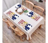 QRFASFZO Set di 6 Tovagliette Americana Plastica Lavabili, antiscivolo, lavabili, in PVC, resistenti al calore,Ragazza, top model americana bionda con costume da bagno con bandiera USA,45x30cm