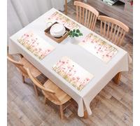 QRFASFZO Set di 6 Tovagliette Americana Plastica Lavabili, antiscivolo, lavabili, in PVC, resistenti al calore,Arte floreale, una serie di squisiti fiori rosa che navigano verso il cielo in u,45x30cm