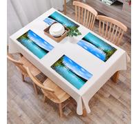 QRFASFZO Set di 6 Tovagliette Americana Plastica Lavabili, antiscivolo, lavabili, in PVC, resistenti al calore,Decorazioni del lago, foto di un antico castello storico vicino al lago Crystal,45x30cm
