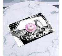 QRFASFZO Set di 6 Tovagliette Americana Plastica Lavabili, antiscivolo, lavabili, in PVC, resistenti al calore,Nave nordica e vichinga che naviga su onde vorticose Arte tematica sull'esploraz,45x30cm