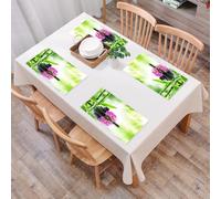 QRFASFZO Set di 6 Tovagliette Americana Plastica Lavabili, antiscivolo, lavabili, in PVC, resistenti al calore,Bambù, pietre zen e orchidee si riflettono nell'acqua tranquilla, sullo sfondo d,45x30cm