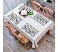 QRFASFZO Set di 6 Tovagliette Americana Plastica Lavabili, antiscivolo, lavabili, in PVC, resistenti al calore,Disegno a strisce bianche e nere, motivo ripetuto di triangoli, frecce e quadrat,45x30cm