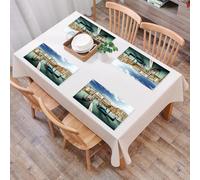 QRFASFZO Set di 6 Tovagliette Americana Plastica Lavabili, antiscivolo, lavabili, in PVC, resistenti al calore,Stampa fotografica italiana, gondole veneziane e laguna adriatica Venezia,45x30cm