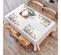 QRFASFZO Set di 6 Tovagliette Americana Plastica Lavabili, antiscivolo, lavabili, in PVC, resistenti al calore,Illustrazione vettoriale dell'incisione dell'architettura della grande città di,45x30cm