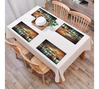 QRFASFZO Set di 6 Tovagliette Americana Plastica Lavabili, antiscivolo, lavabili, in PVC, resistenti al calore,Città, iconico skyline di Manhattan al tramonto, edifici imponenti e cielo spett,45x30cm