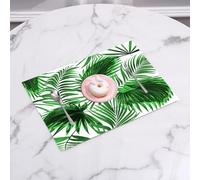 QRFASFZO Set di 6 Tovagliette Americana Plastica Lavabili, antiscivolo, lavabili, in PVC, resistenti al calore,Foglia di palma, foglie realistiche e vivide di crescita di palme, ecologia, sta,45x30cm