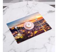 QRFASFZO Set di 6 Tovagliette Americana Plastica Lavabili, antiscivolo, lavabili, in PVC, resistenti al calore,Città Vecchia di Gerusalemme Centro storico Vista al crepuscolo di Israele,45x30cm