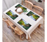 QRFASFZO Set di 6 Tovagliette Americana Plastica Lavabili, antiscivolo, lavabili, in PVC, resistenti al calore,Decorazione della casa, scalinata per il monte Fuji Fujiyoshida Attrazioni turis,45x30cm