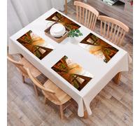 QRFASFZO Set di 6 Tovagliette Americana Plastica Lavabili, antiscivolo, lavabili, in PVC, resistenti al calore,Una vivace scena autunnale con un grande albero spoglio in primo piano, i cui ra,45x30cm