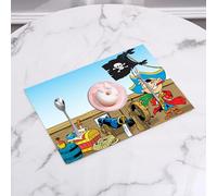 QRFASFZO Set di 6 Tovagliette Americana Plastica Lavabili, antiscivolo, lavabili, in PVC, resistenti al calore,Pirata, divertente ragazzo pirata sul ponte della nave, viaggio in un'avventura,45x30cm