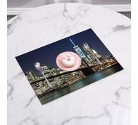 QRFASFZO Set di 6 Tovagliette Americana Plastica Lavabili, antiscivolo, lavabili, in PVC, resistenti al calore,New York, NYC New York City Skyline Ponte di Brooklyn Vista notturna Fotografia,45x30cm