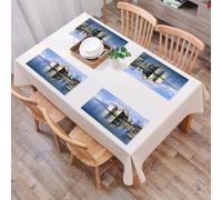 QRFASFZO Set di 6 Tovagliette Americana Plastica Lavabili, antiscivolo, lavabili, in PVC, resistenti al calore,KASTELLORIZO, Grecia Architettura mediterranea colorata della costa dell'isola d,45x30cm