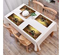 QRFASFZO Set di 6 Tovagliette Americana Plastica Lavabili, antiscivolo, lavabili, in PVC, resistenti al calore,Dama medievale seduta su una pietra che legge un libro Fiori della foresta,45x30cm