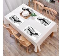 QRFASFZO Set di 6 Tovagliette Americana Plastica Lavabili, antiscivolo, lavabili, in PVC, resistenti al calore,Arte, libera come l'oceano. Illustrazione vintage disegnata a mano con lettering,45x30cm