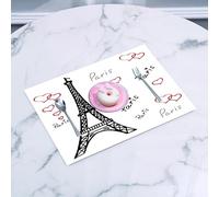 QRFASFZO Set di 6 Tovagliette Americana Plastica Lavabili, antiscivolo, lavabili, in PVC, resistenti al calore,Parigi Set Torre Eiffel, Eiffel Parigi è sempre una buona idea Luoghi turistici,45x30cm