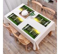 QRFASFZO Set di 6 Tovagliette Americana Plastica Lavabili, antiscivolo, lavabili, in PVC, resistenti al calore,La maestosa foresta di betulle è illuminata dal caldo sole, paesaggio naturale,45x30cm