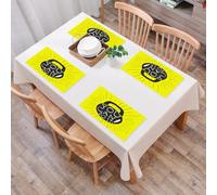 QRFASFZO Set di 6 Tovagliette Americana Plastica Lavabili, antiscivolo, lavabili, in PVC, resistenti al calore,Disegno artistico con manubrio nero e testo stimolante "Ce la puoi fare!" su sfo,45x30cm