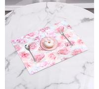 QRFASFZO Set di 6 Tovagliette Americana Plastica Lavabili, antiscivolo, lavabili, in PVC, resistenti al calore,Decorazioni di rose, Molte rose Passione Sentimento Concetto Affetto Emozioni Am,45x30cm