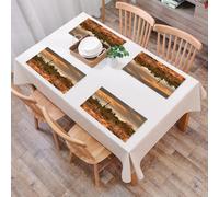 QRFASFZO Set di 6 Tovagliette Americana Plastica Lavabili, antiscivolo, lavabili, in PVC, resistenti al calore,Paesaggio desertico al crepuscolo, silhouette di cactus appoggiata contro il cie,45x30cm