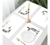 QRFASFZO Set di 6 Tovagliette Americana Plastica Lavabili, antiscivolo, lavabili, in PVC, resistenti al calore,Animali, due pinguini dipinti a mano in piedi uno accanto all'altro,45x30cm