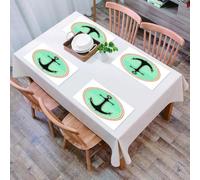QRFASFZO Set di 6 Tovagliette Americana Plastica Lavabili, antiscivolo, lavabili, in PVC, resistenti al calore,Classico simbolo marinaro: un'ancora che si staglia su un motivo a onde, incorni,45x30cm