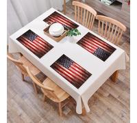 QRFASFZO Set di 6 Tovagliette Americana Plastica Lavabili, antiscivolo, lavabili, in PVC, resistenti al calore,La bandiera americana, bandiera trasandata con stelle e strisce, evoca storia e,45x30cm