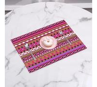 QRFASFZO Set di 6 Tovagliette Americana Plastica Lavabili, antiscivolo, lavabili, in PVC, resistenti al calore,Rosa, motivi e bordi tradizionali africani, accenti tribali etnici, vintage nati,45x30cm