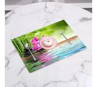 QRFASFZO Set di 6 Tovagliette Americana Plastica Lavabili, antiscivolo, lavabili, in PVC, resistenti al calore,Orchidea Fiore Pietra Cultura Orientale Spiritualità Benessere Vacanza Tropicale,45x30cm