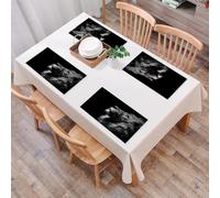 QRFASFZO Set di 6 Tovagliette Americana Plastica Lavabili, antiscivolo, lavabili, in PVC, resistenti al calore,Animali, lo sguardo contemplativo del leone alza la testa, evidenziandone il pro,45x30cm