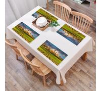 QRFASFZO Set di 6 Tovagliette Americana Plastica Lavabili, antiscivolo, lavabili, in PVC, resistenti al calore,Italia, Vigneti di San Gimignano Toscana Architettura storica Dram,45x30cm