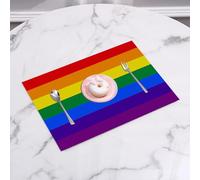QRFASFZO Set di 6 Tovagliette Americana Plastica Lavabili, antiscivolo, lavabili, in PVC, resistenti al calore,Pole LGBT Originale 8 Amore Colori Gay Pride Arcobaleno Omosessualità Asessuale,45x30cm