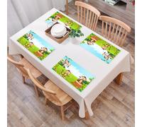 QRFASFZO Set di 6 Tovagliette Americana Plastica Lavabili, antiscivolo, lavabili, in PVC, resistenti al calore, Asilo, Tre scimmie che giocano in una foresta tropicale Banana Africa Safari Na,45x30cm