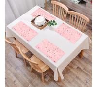QRFASFZO Set di 6 Tovagliette Americana Plastica Lavabili, antiscivolo, lavabili, in PVC, resistenti al calore,Stelle dorate scintillanti su sfondo rosa. Sfondo pastello per le feste.,45x30cm