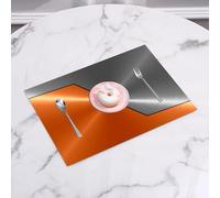QRFASFZO Set di 6 Tovagliette Americana Plastica Lavabili, antiscivolo, lavabili, in PVC, resistenti al calore,Orange und Grau, 3D-Stil Maschinenstrukturbild D,Ultra Slim Cover Schutzhülle PU,45x30cm