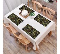 QRFASFZO Set di 6 Tovagliette Americana Plastica Lavabili, antiscivolo, lavabili, in PVC, resistenti al calore,Camo, moderno motivo mimetico verde, marrone e nero su sfondo ripetuto,45x30cm