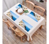 QRFASFZO Set di 6 Tovagliette Americana Plastica Lavabili, antiscivolo, lavabili, in PVC, resistenti al calore,Città, scena di Santorini, residenze colorate sul bordo della scogliera, oceano,45x30cm
