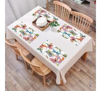 QRFASFZO Set di 6 Tovagliette Americana Plastica Lavabili, antiscivolo, lavabili, in PVC, resistenti al calore,Una serie di farfalle colorate, fiori rosa, creano una scena da sogno 1,45x30cm