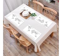 QRFASFZO Set di 6 Tovagliette Americana Plastica Lavabili, antiscivolo, lavabili, in PVC, resistenti al calore,Mappa del mondo dettagliata in grigio con tutti i paesi e le capitali,45x30cm