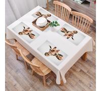 QRFASFZO Set di 6 Tovagliette Americana Plastica Lavabili, antiscivolo, lavabili, in PVC, resistenti al calore,Animale, la testa della giraffa ricreata in un sorprendente design nale,45x30cm